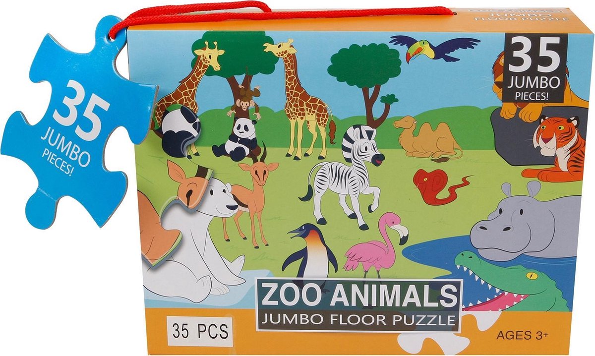   Vloerpuzzel Zoo Animals 60 X 44 Cm Karton 35 Stukjes