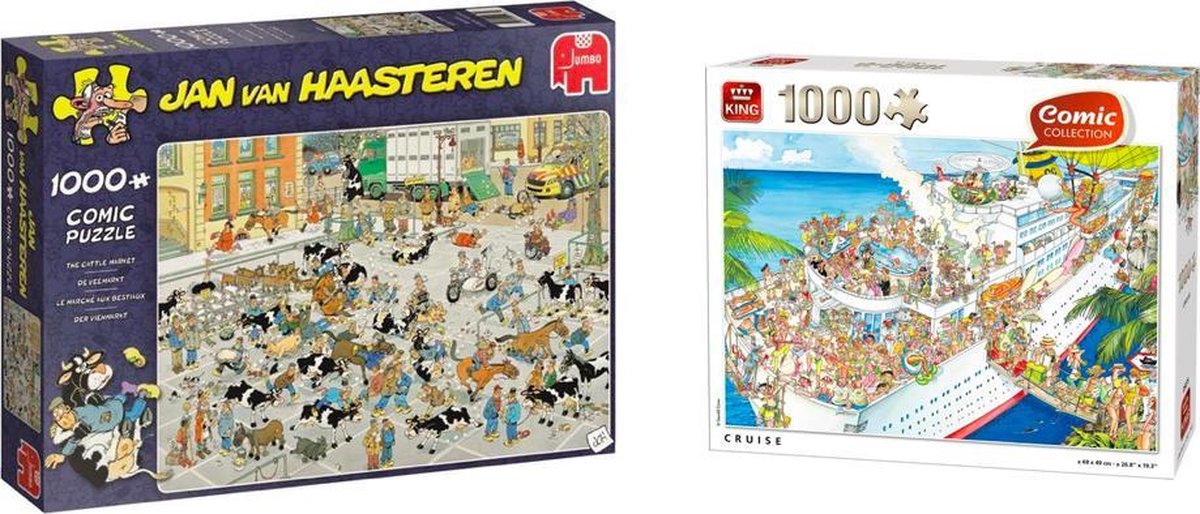 Puzzelvoordeelset Jan van Haasteren de Veemarkt Puzzel 1000 Stukjes & Comic Puzzel 1000 Stukjes CRUISE