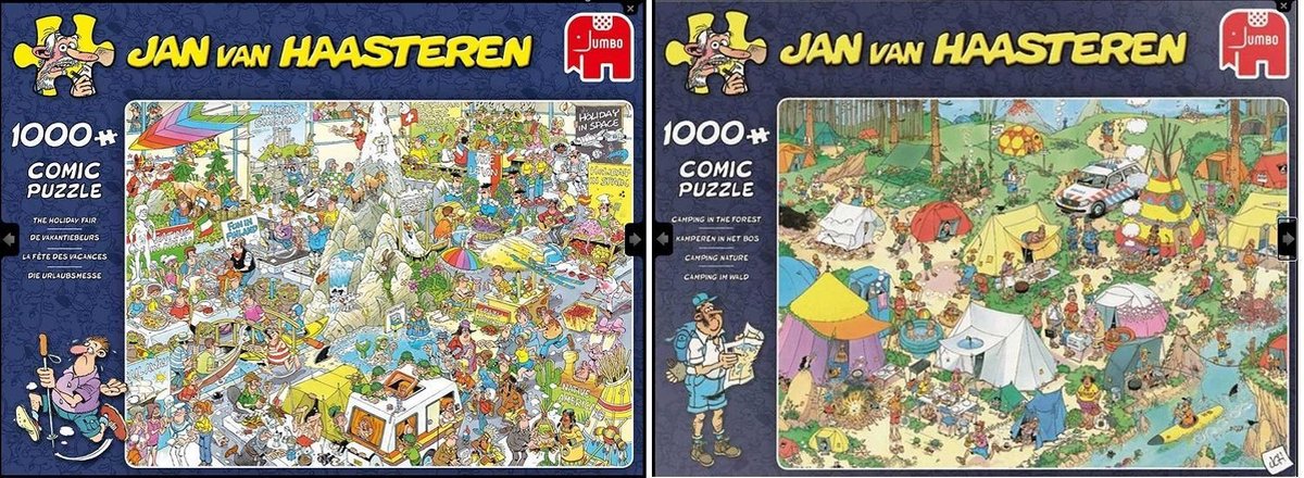 Set Jan van Haasteren combi De vakantiebeurs en Kamperen (2 puzzel 1000 stukjes