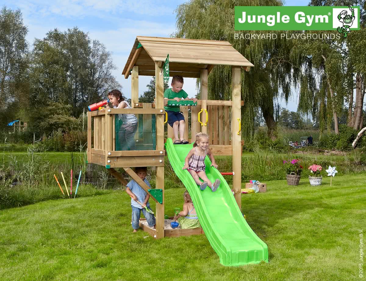 Casa Balcony - Houten Speeltoestel - Met Glijbaan - Groen