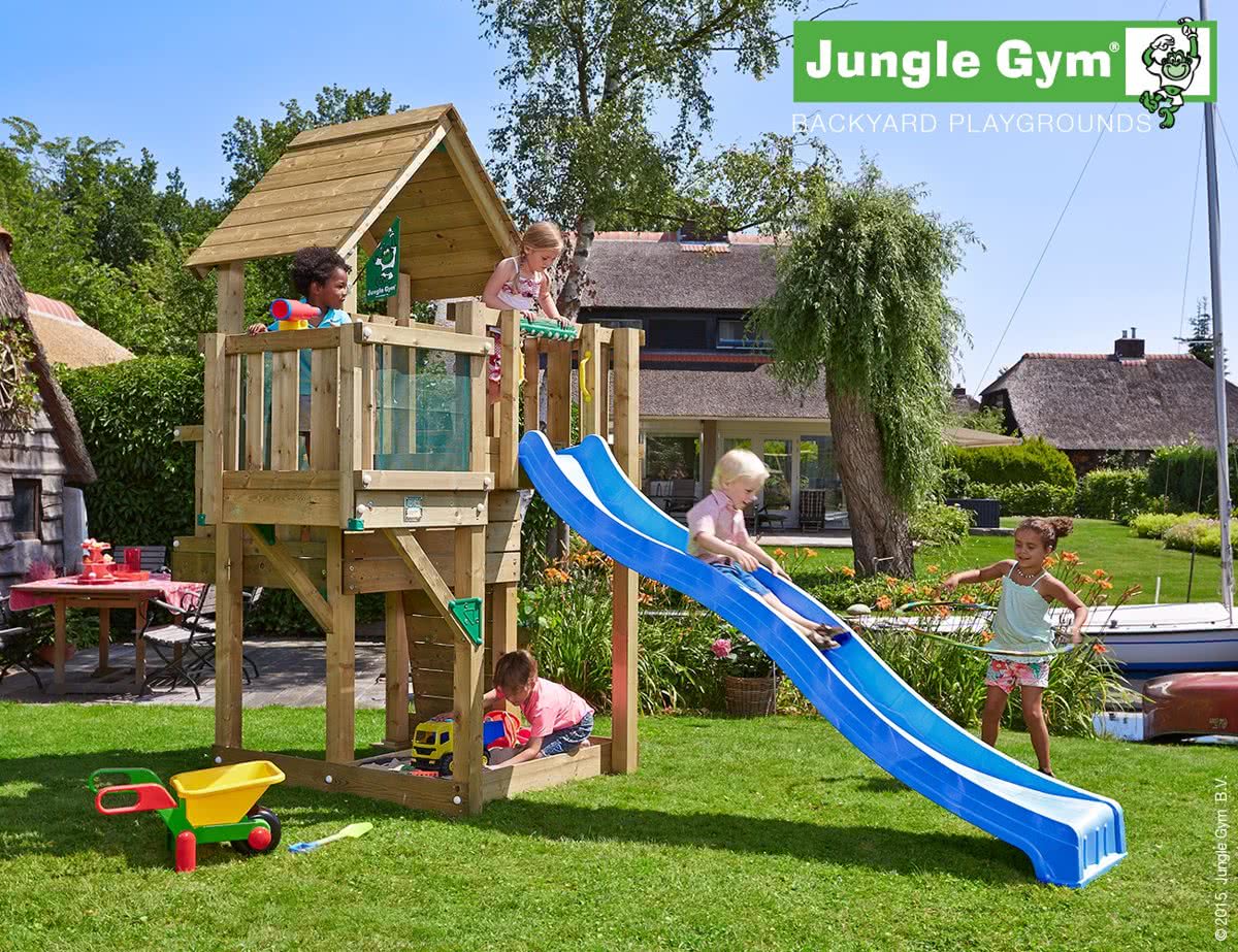 Cubby Balcony - Houten Speeltoestel Tuin - Met Glijbaan - Blauw