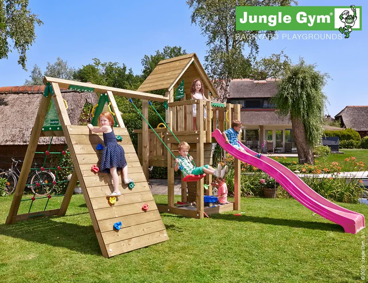 Cubby Climb - Houten Speelset voor Buiten - Met Glijbaan - Blauw