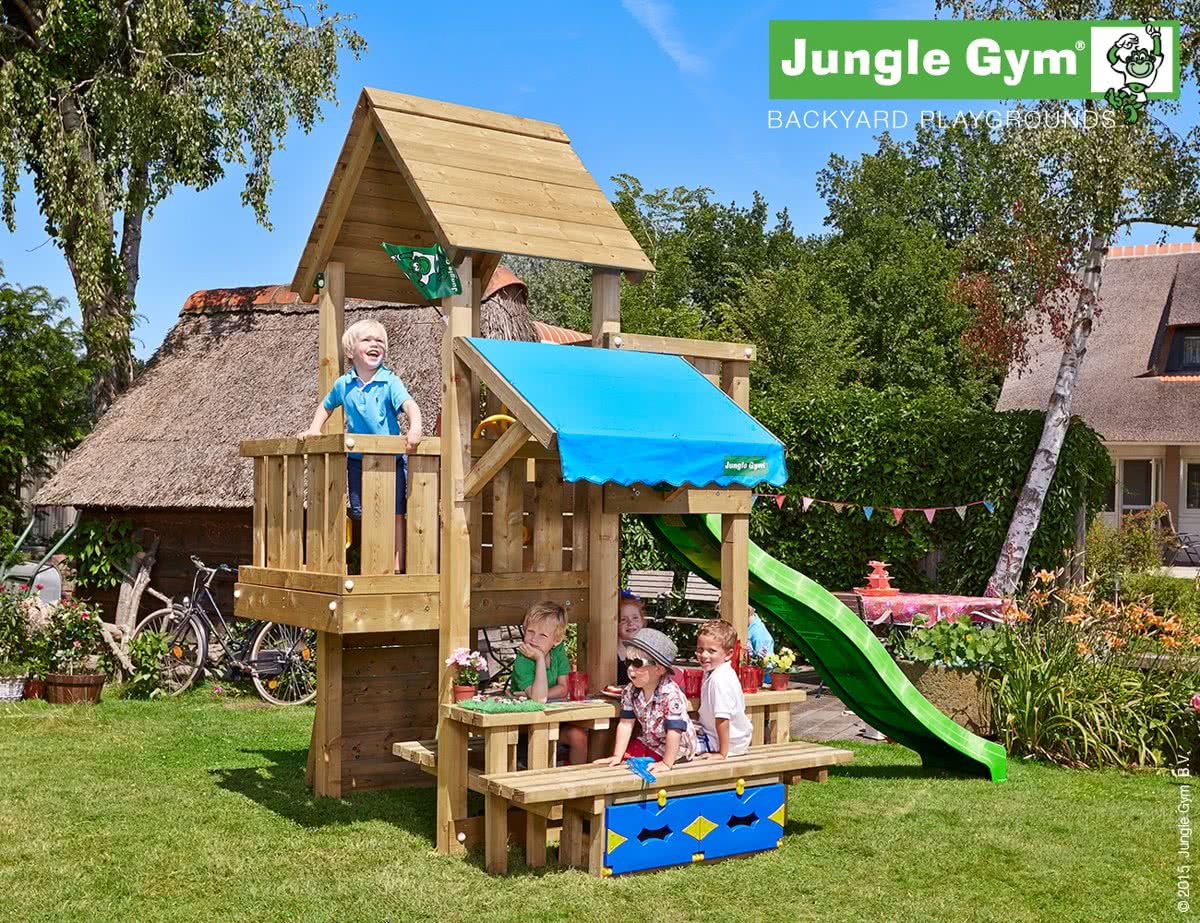 Cubby Mini Picnic 160 - Houten Speeltoestel voor Buiten - Met Glijbaan - Donkergroen