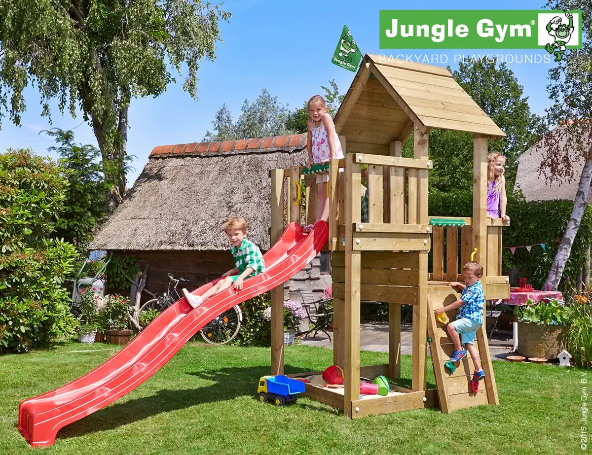 Jungle Cubby - Speelset Hout - Met Glijbaan - Blauw