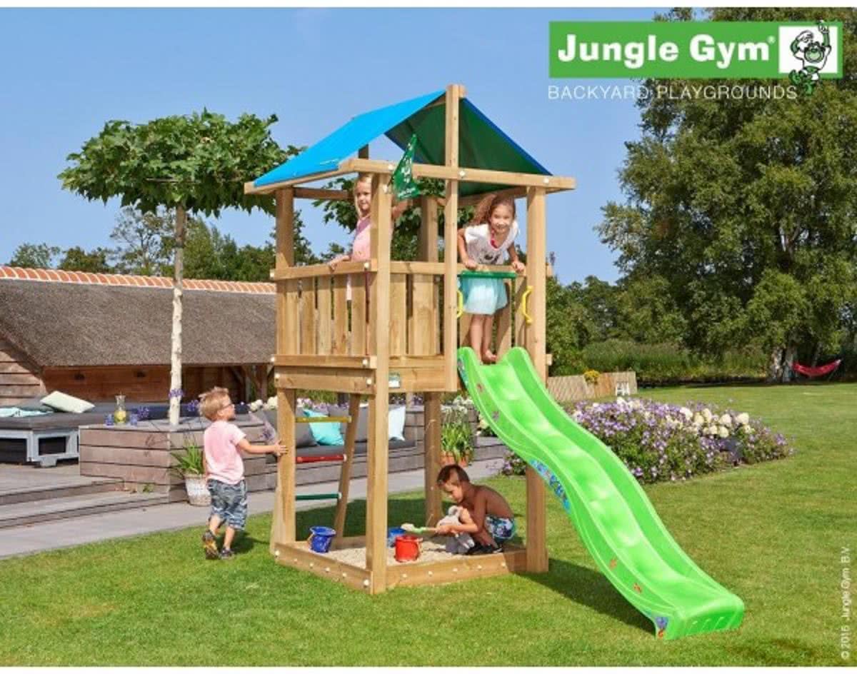 Jungle Gym Speeltoren met Glijbaan (lichtgroen) Hut