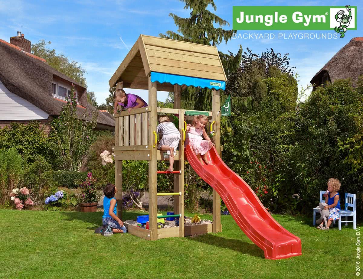 Jungle Home - Houten Speeltoren - Met Glijbaan - Blauw