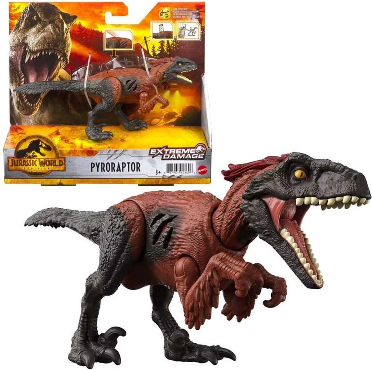 Jurassic World Extreme Damage Pyroraptor - 4 x 16 x 7 cm