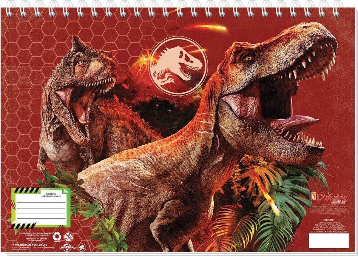 Jurassic World Sticker- En Kleurboek Jongens 33 Cm Papier Bruin