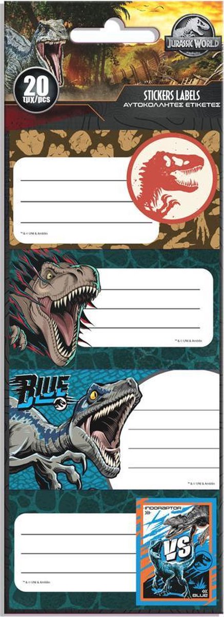 Jurassic World Sticker Labels Jongens Papier Groen 20 Stuks