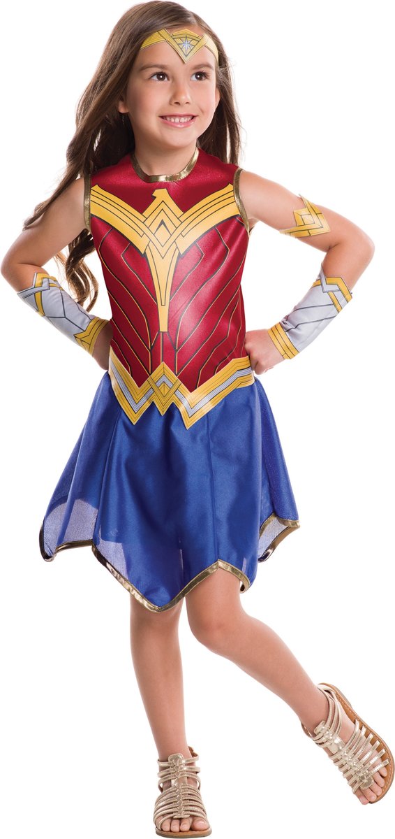 Klassiek Wonder Woman Justice League™ kinderkostuum - Verkleedkleding - Maat 110/116