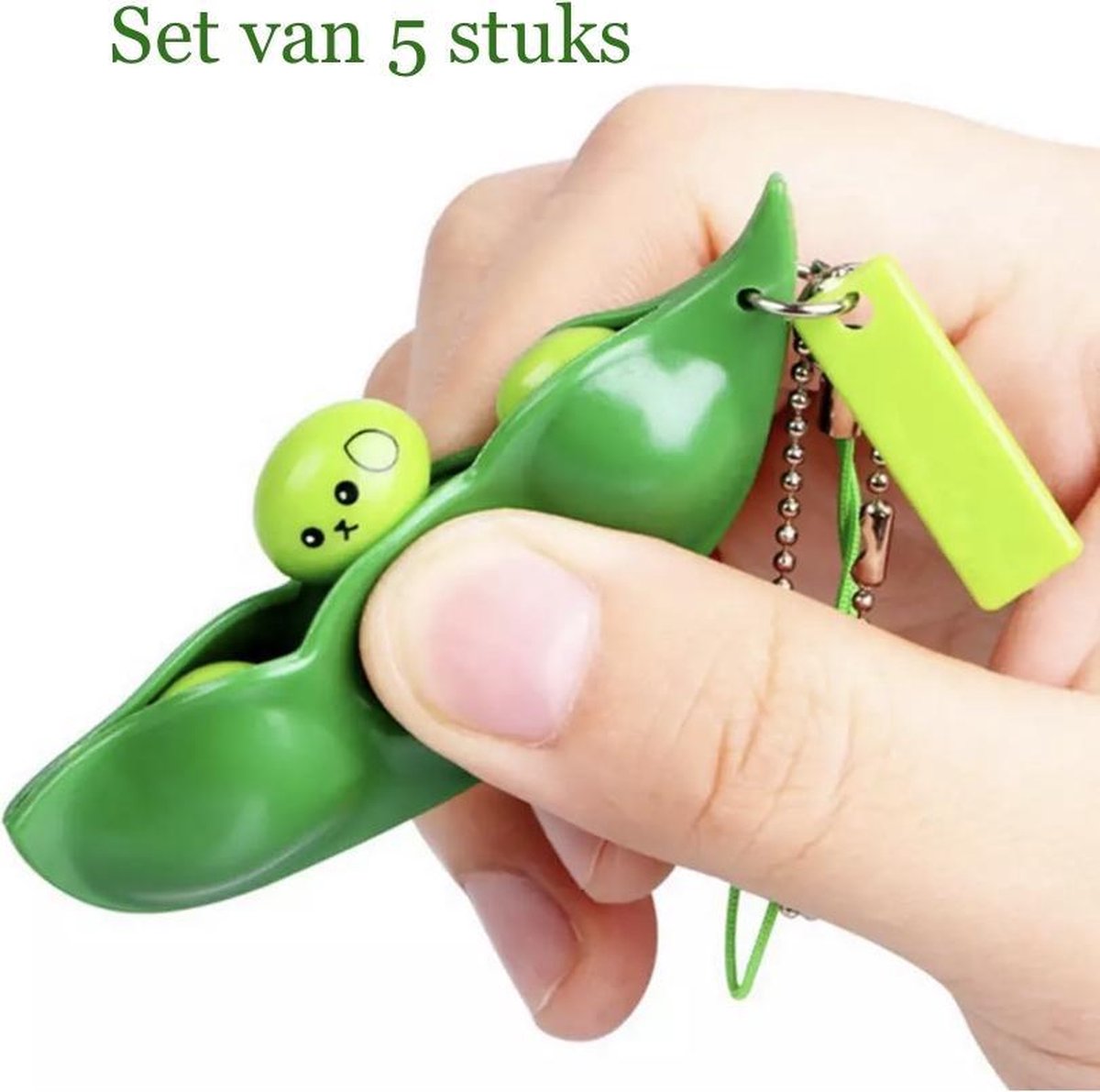   Bean - Pea popper - set van 5 stuks -   keychain - Pop it - Squeeze it - Erwten - Bonen   - pop up   - Anti Stress speelgoed - Sleutelhanger