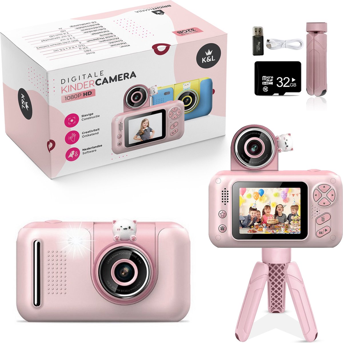   Digitale Kindercamera Kids - Kinder vlog camera - Kindercameras Digitaal - Fototoestel Kinderen - Kinderfototoestel