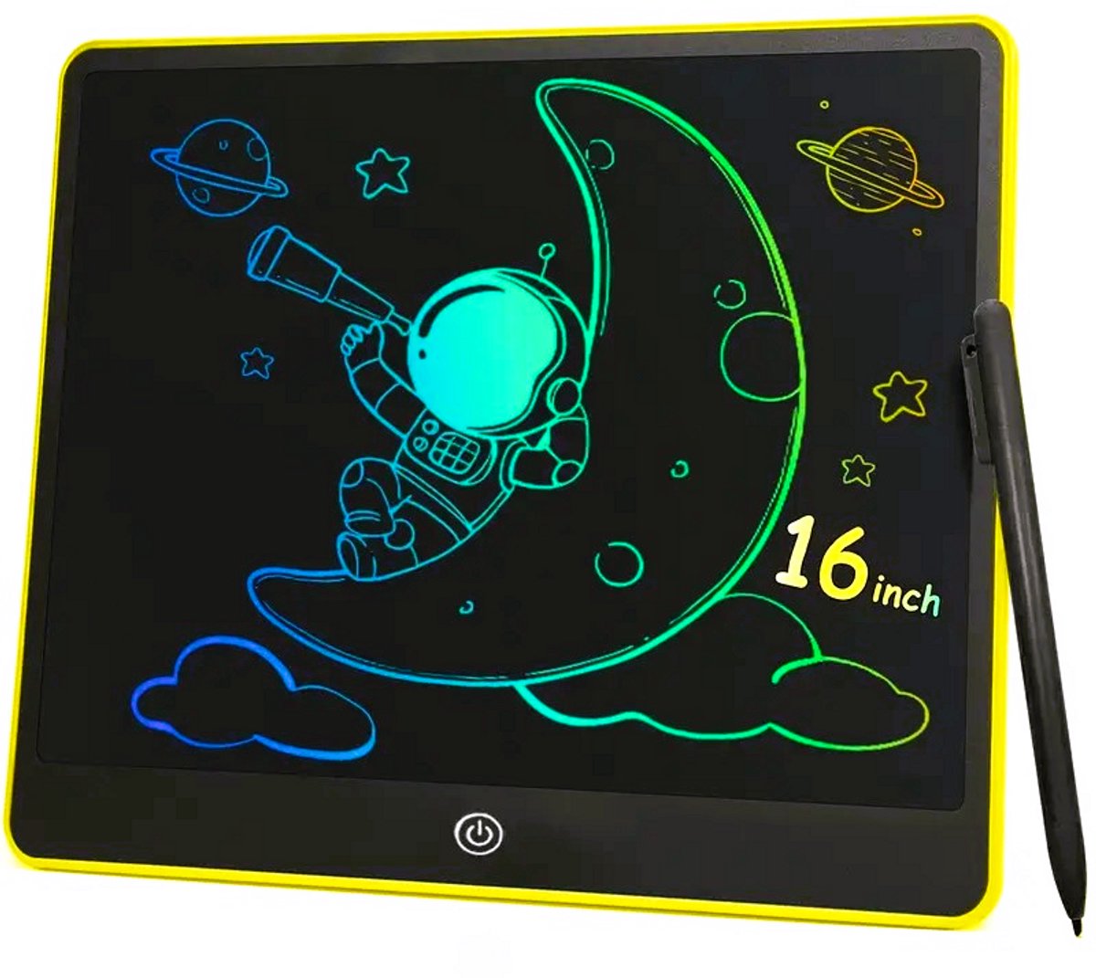 K&R Ventures® LCD Tekentablet – 16 Inch Digitaal Tekenbord voor Kinderen – Kleurrijk Schrijfbord & Notitiebord – Educatief Speelgoed – Extra Groot – Geel