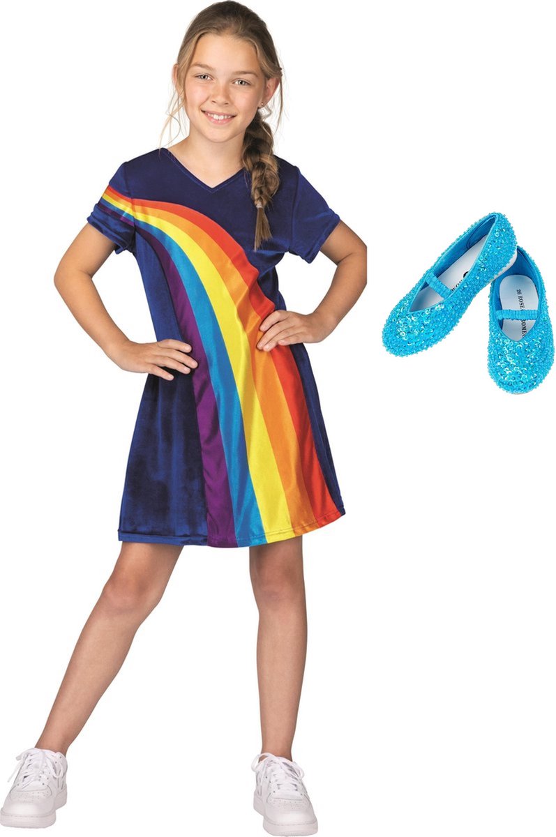 K3 jurkje regenboog - nieuw blauw + schoentjes - 3-5 jaar - mt 24