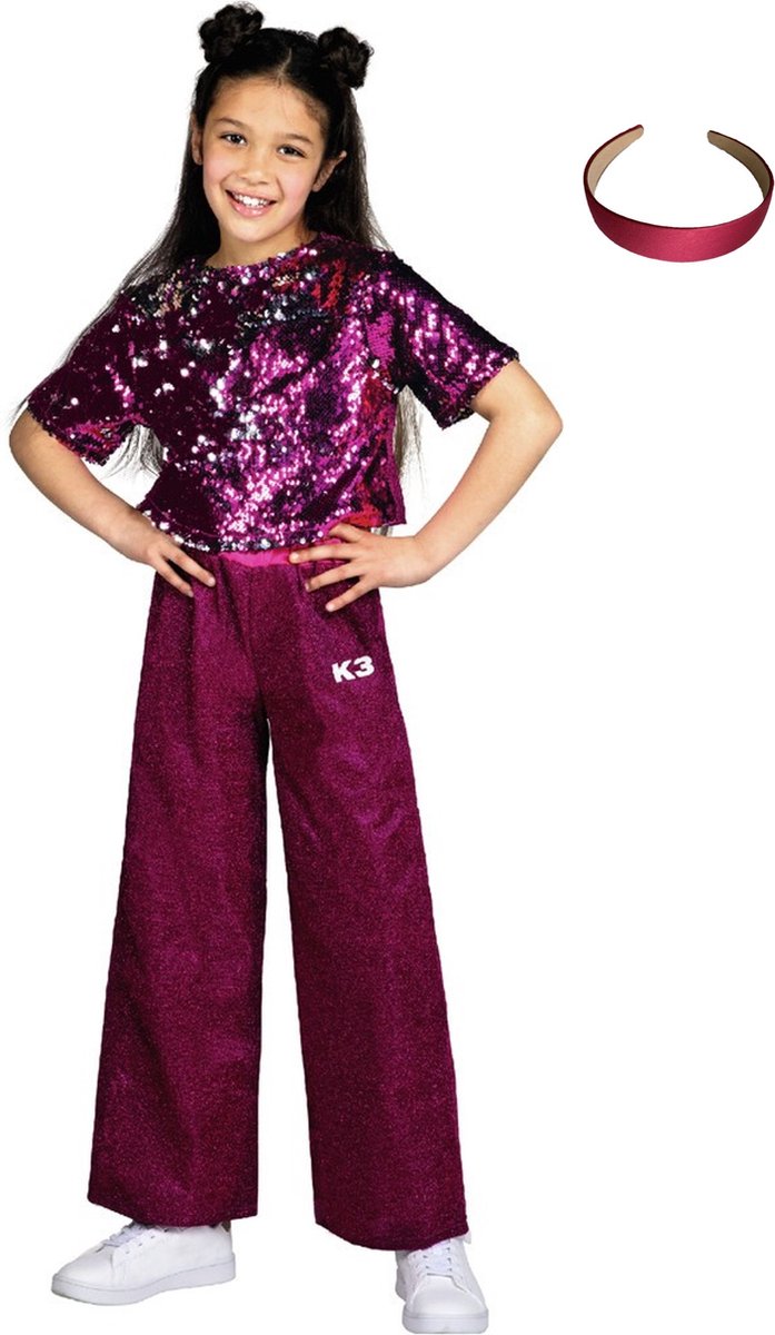 K3 verkleedpak Glitter - pak - verkleedkleding jurk - mt 3-5 jaar + haarband