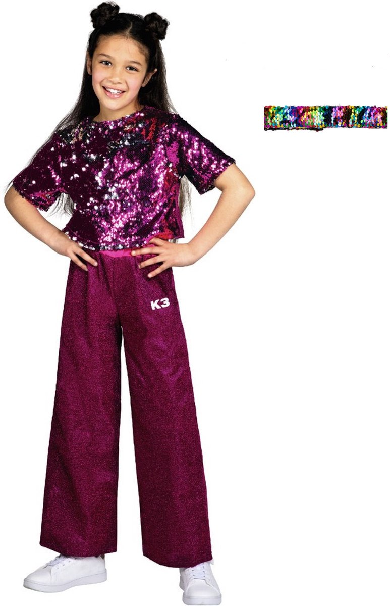 K3 verkleedpak Glitter - pak - verkleedkleding jurk - mt 6-8 jaar + haarband