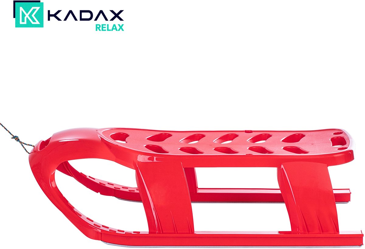   Kinderslee, plastic slee met stalen glijders, kunststof slee met trekkoord en handgreep, sneeuwglijder met comfortabele pasvorm, bobslee voor kinderen (kunststof rood)