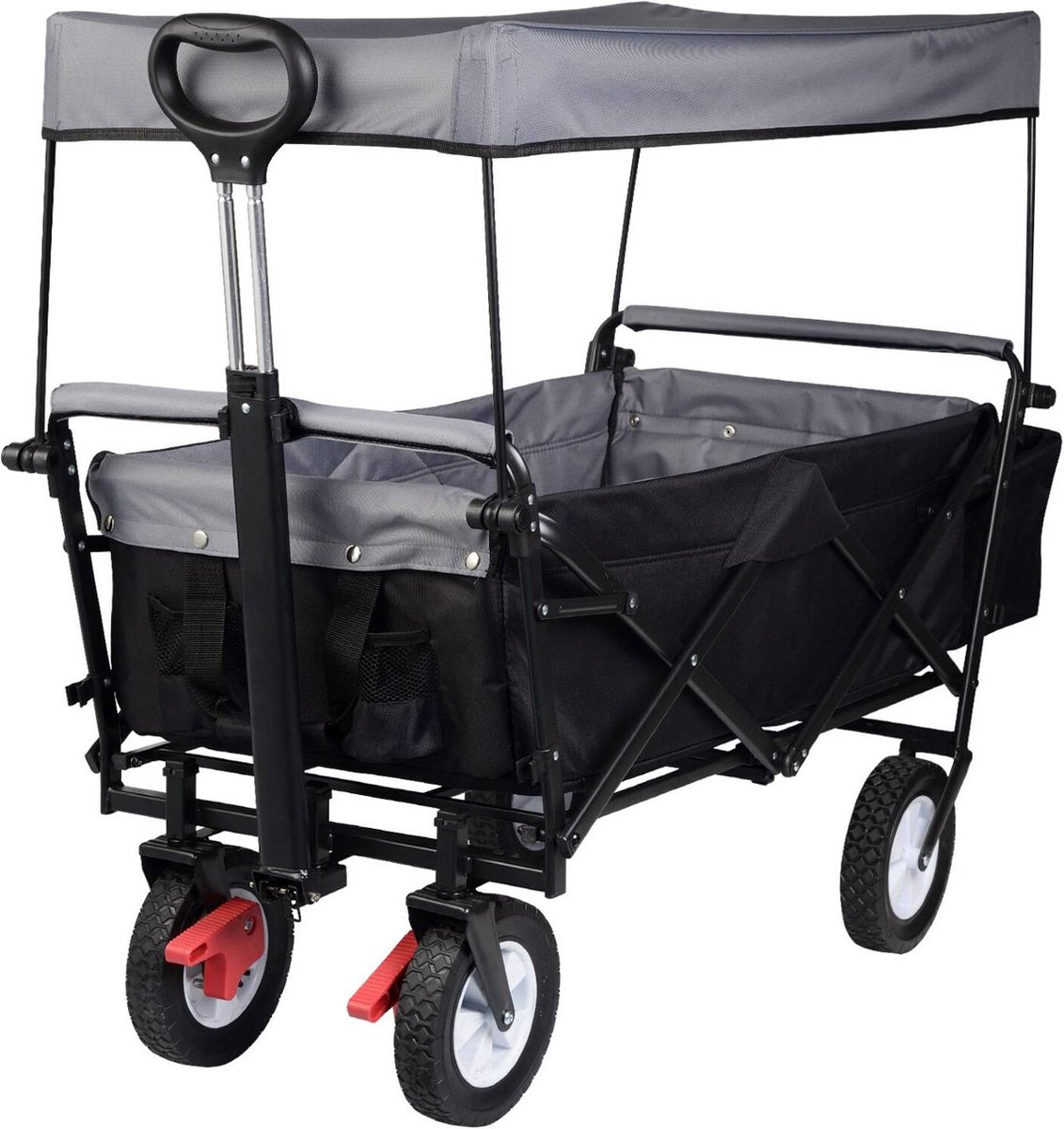 Kamyra® Opvouwbare Bolderkar - Sterke Bolderwagen - 80 kg Laadvermogen - Zwart, 120 x 51 x 93 cm