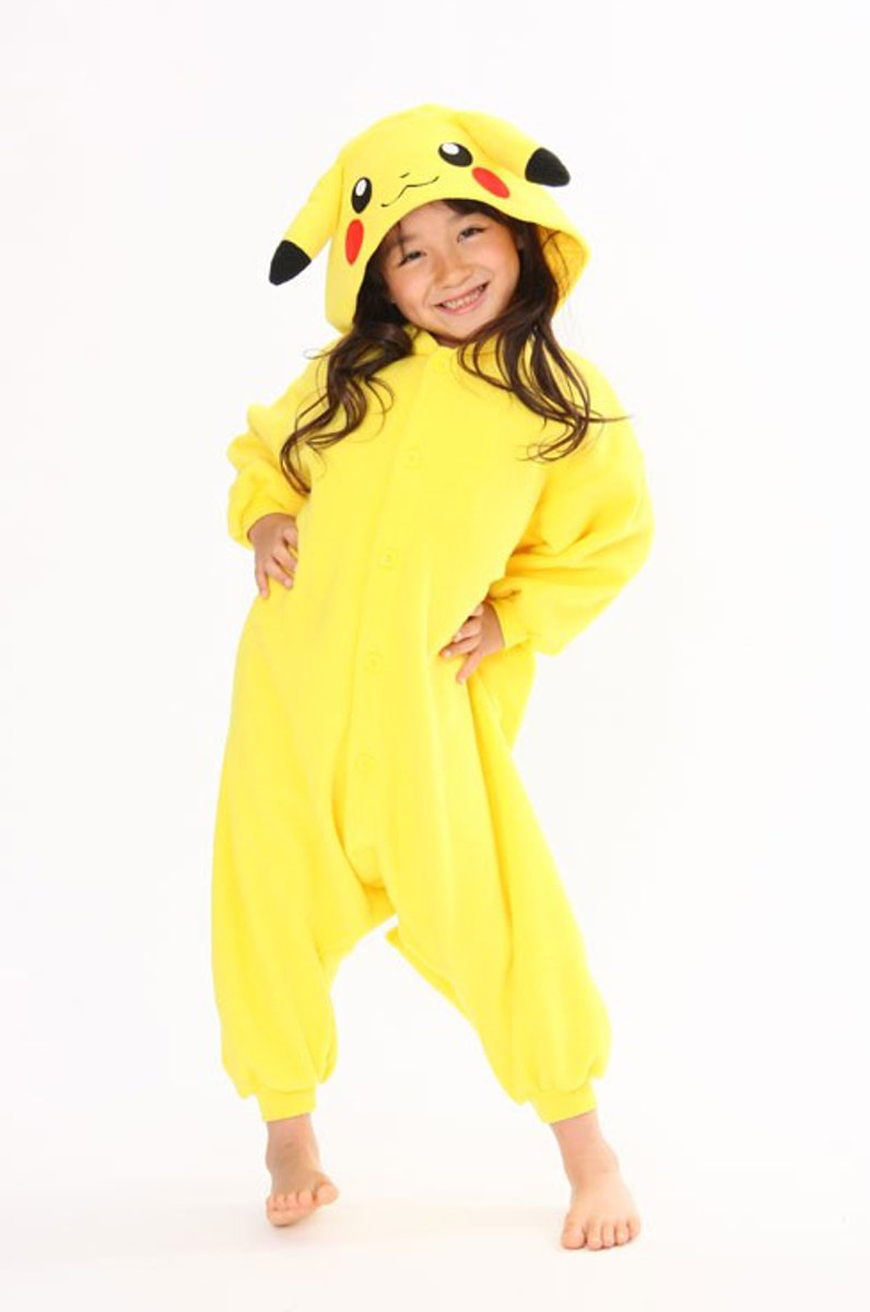 KIMU Onesie Pikachu Pokemon kinder pak - maat 128-134 - Pikachupak jumpsuit pyjama carnaval