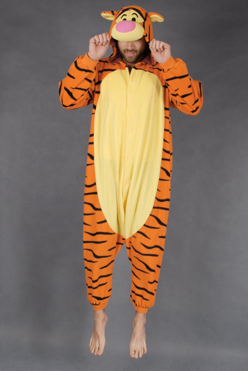 KIMU Onesie Teigetje pak tijger kostuum - maat XL-XXL - tijgerpak jumpsuit huispak festival tijgertje 2.0 Winnie de Poeh