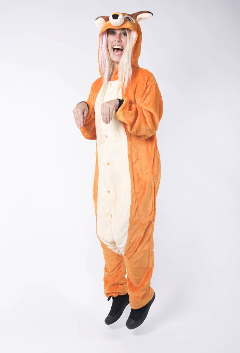 KIMU onesie Bambi pak hert ree kostuum - maat L-XL - hertenpak bambipak jumpsuit huispak