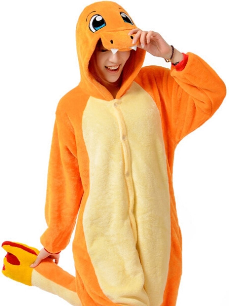 KIMU onesie Charmander Pokemon kinder pakje - maat 110-116 - jumpsuit pyama