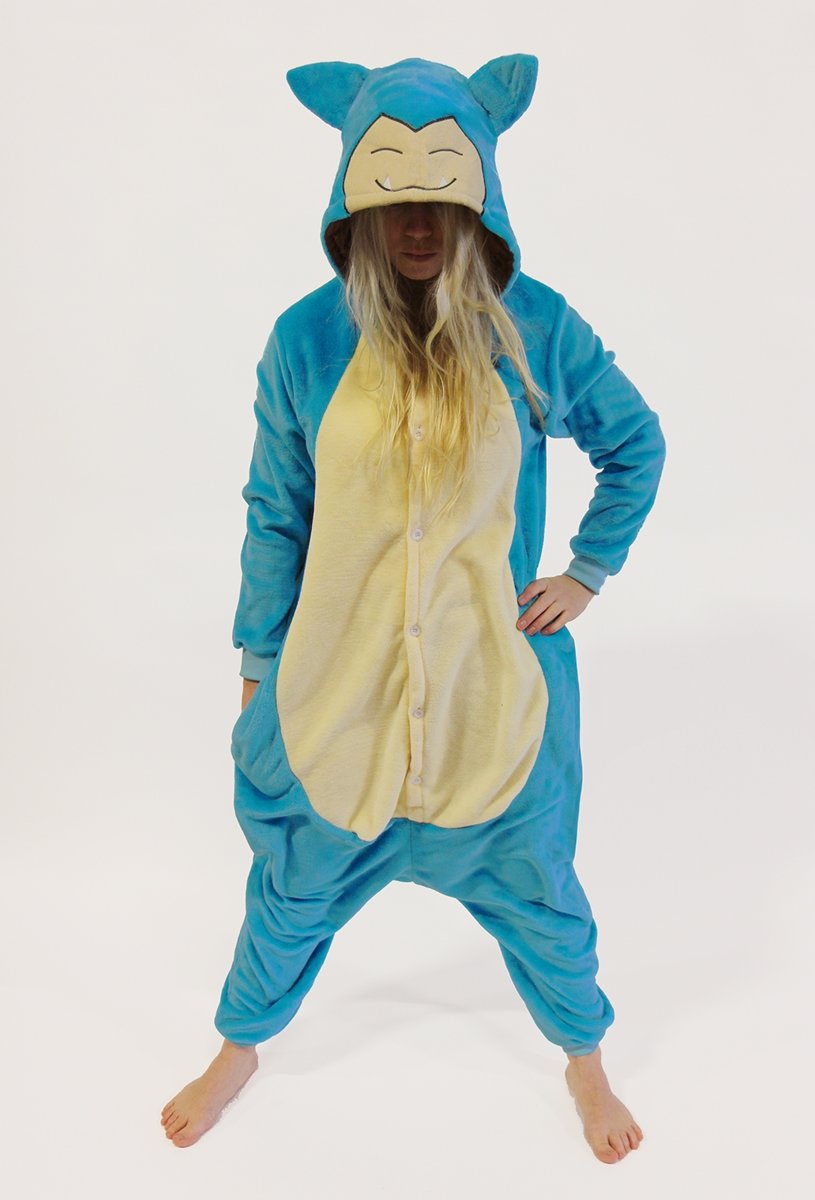 KIMU onesie Snorlax Pokemon pak kostuum - maat XL-XXL - jumpsuit huispak