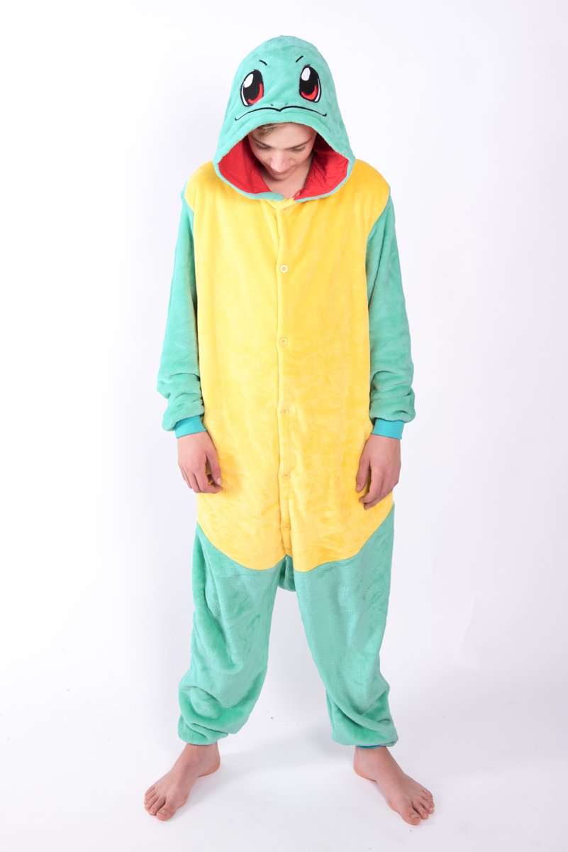 KIMU onesie Squirtle Pokemon pak kostuum - maat M-L - jumpsuit huispak