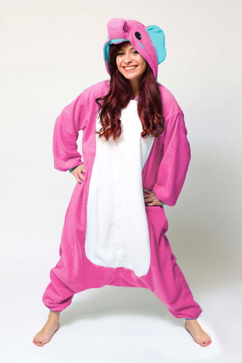 KIMU onesie roze olifant baby pakje - maat 68-74 - romper pyama