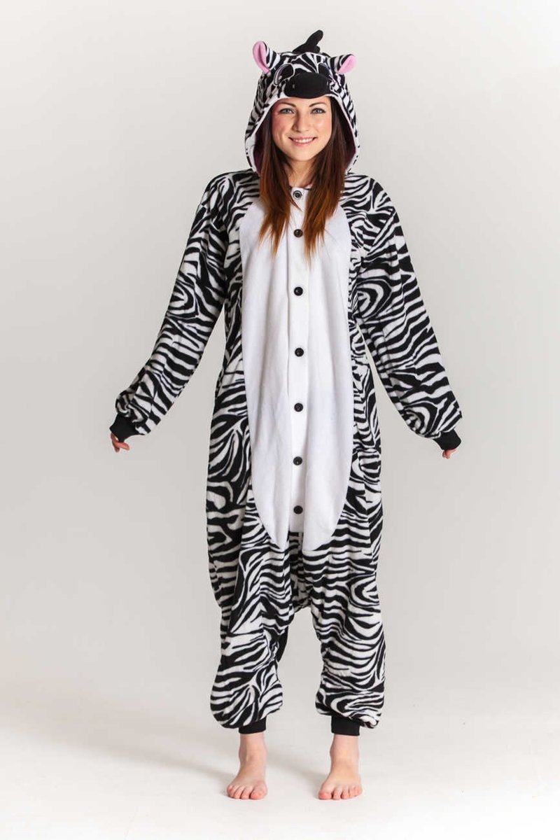 KIMU onesie zebra baby pakje - maat 68-74 - zebrapakje romper pyama