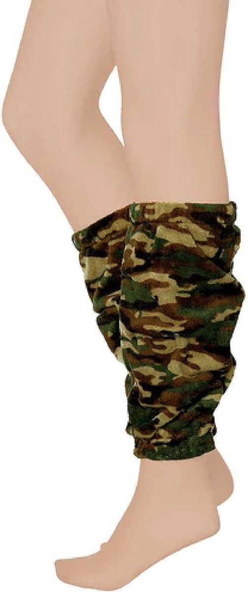 Camouflage beenwarmers fleece soldaat sokken groen donkergroen