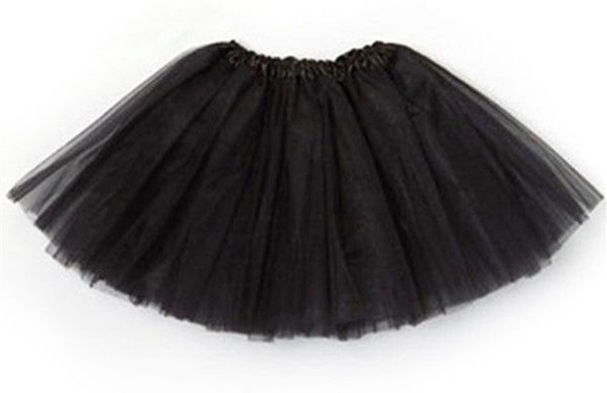 Dunne zwarte tule rokje petticoat tutu rok - Black Swan steampunk zwart - one size XS S M L - onderrok ballet turnen duivel rock&roll duiveltje festival