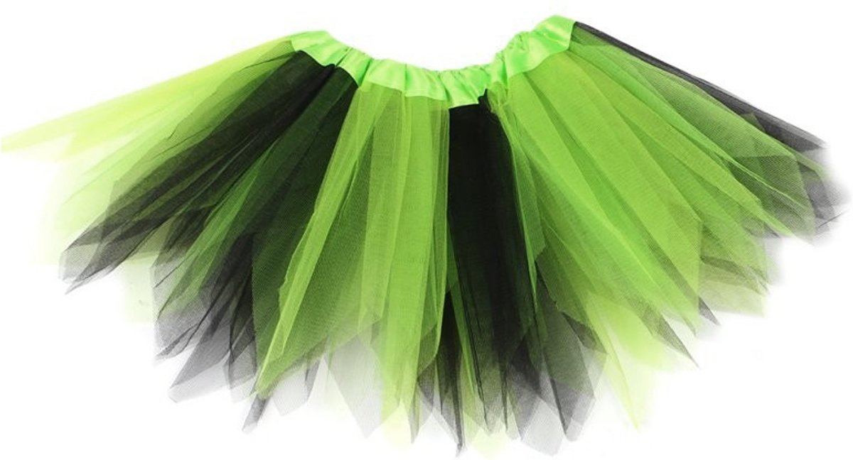 Groen zwart tutu rokje - 110 116 128 134 140 146 152 158 - heks ballet turnen tule rok petticoat carnaval