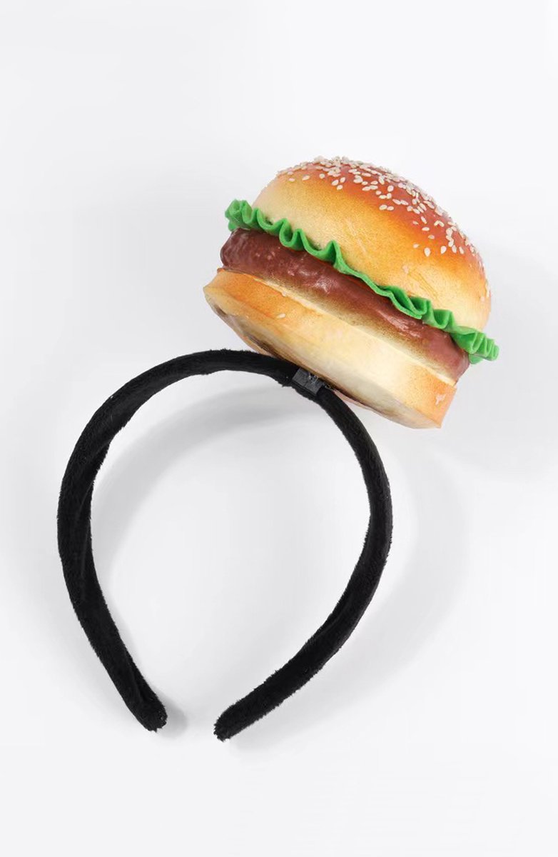 Hamburger haarband diadeem burger broodje cheeseburger - schuim - realistisch