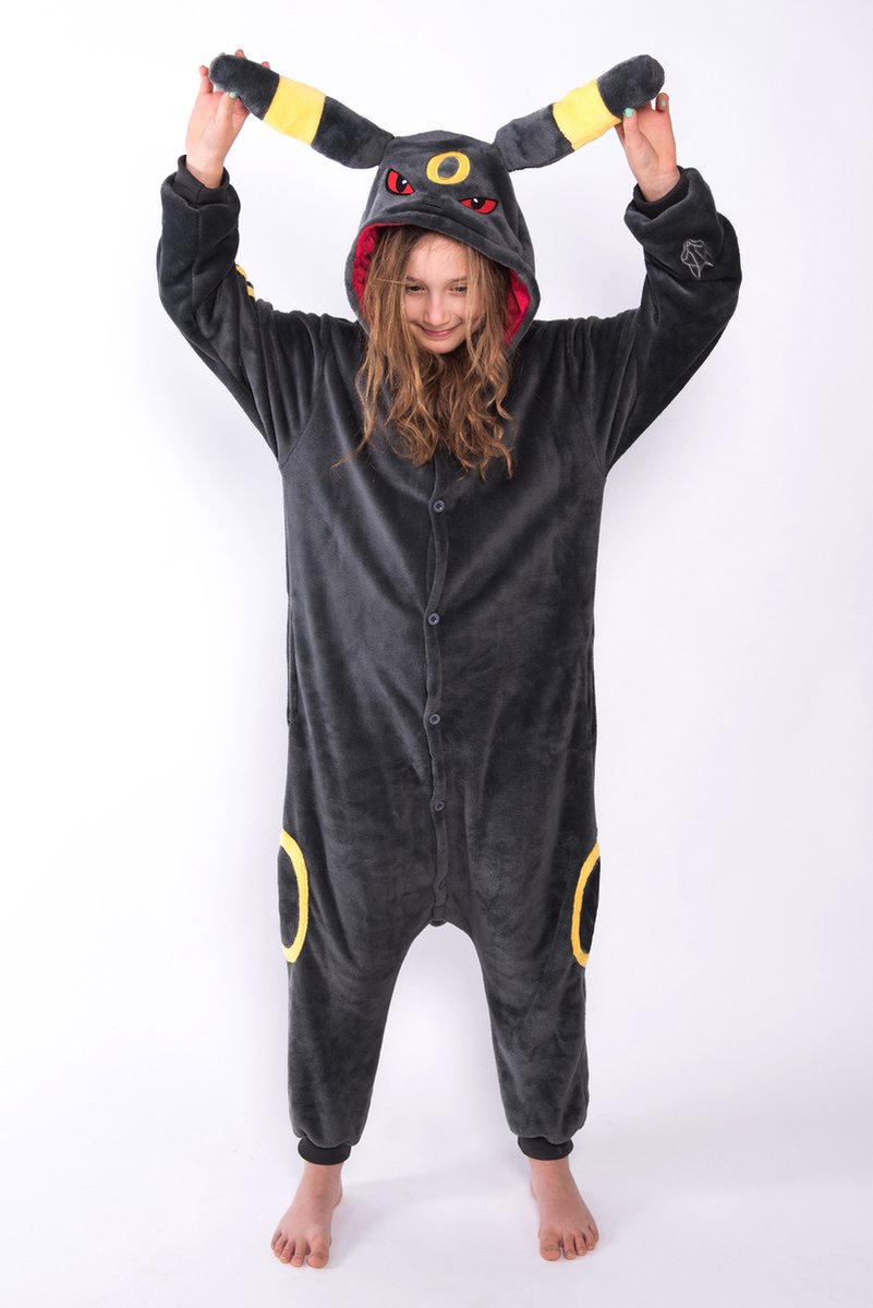 KIMU Onesie Umbreon Pokemon pak Pokemonpak - maat 86-92 - kostuum peuter