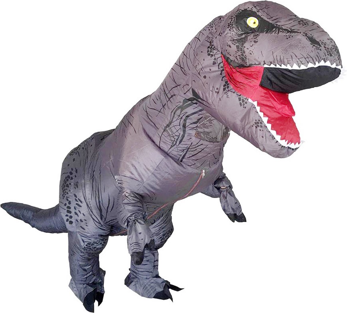 Opblaasbaar T-rex kostuum KIND grijs dino pak dinosaurus Trex dinopak