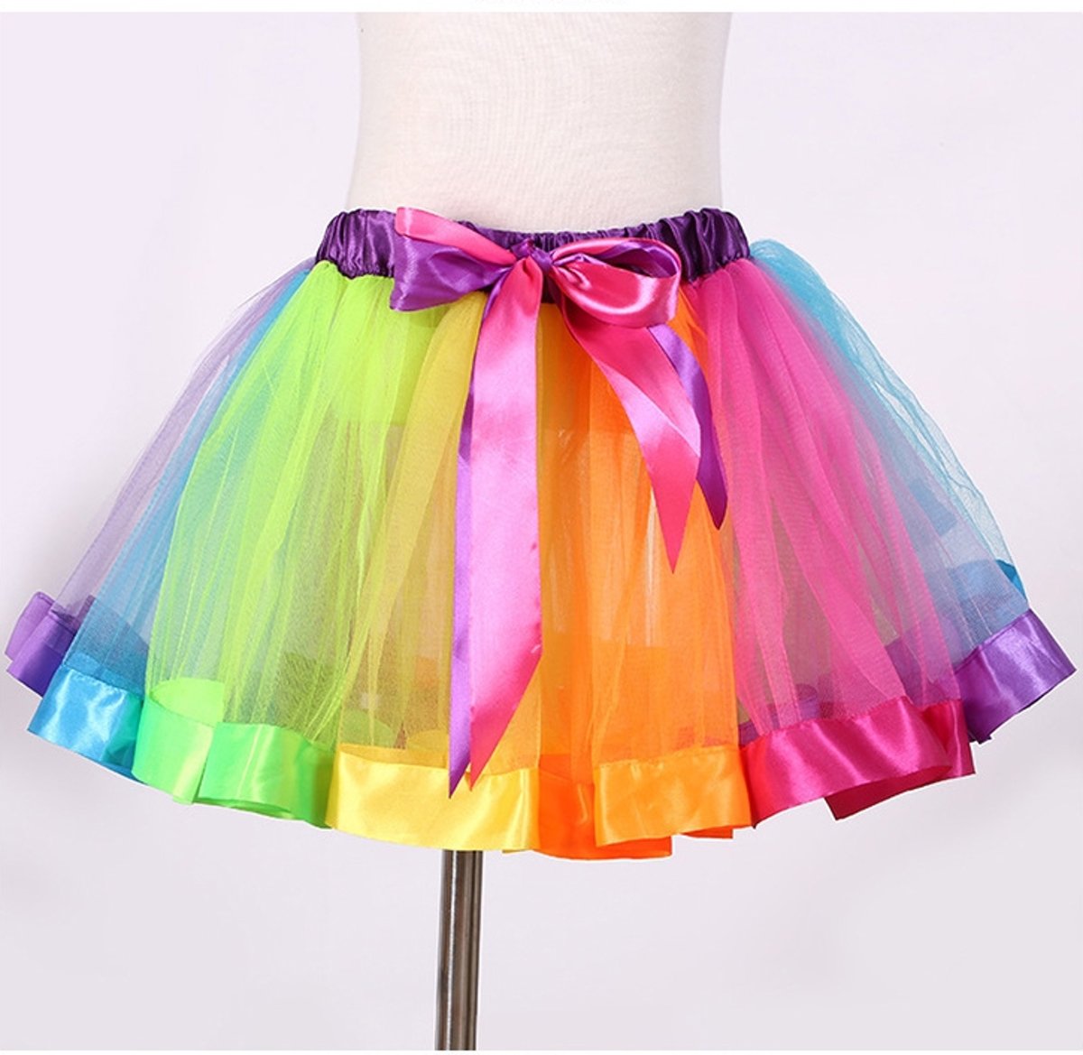 Regenboog tutu rokje - maat S-M - eenhoorn unicorn ballet turnen gekleurde tule rok petticoat festival