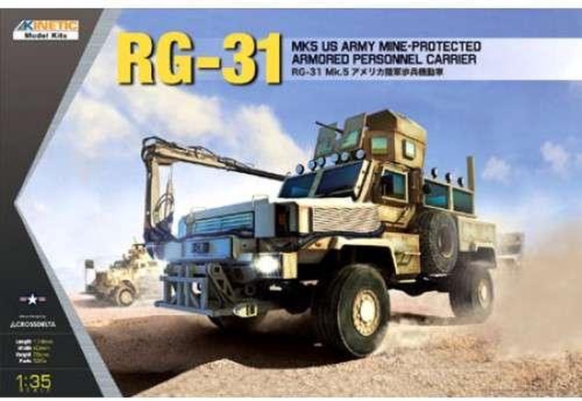 1:35 Kinetic 61015 RG-31 MK5 USA Mine Protected Armored Personnel Carrier Plastic kit