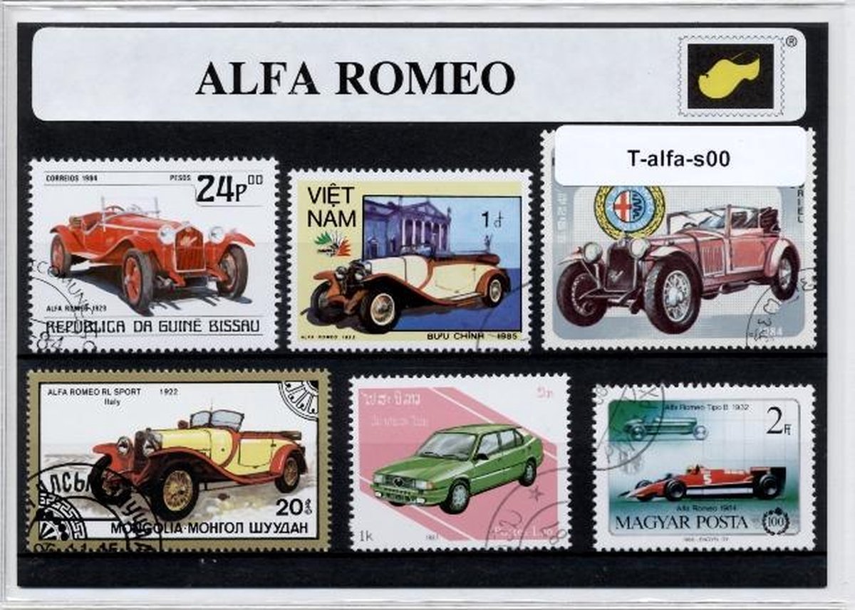 Alfa Romeo – Luxe postzegel pakket (A6 formaat) : collectie van verschillende postzegels van Alfa Romeo – kan als ansichtkaart in een A6 envelop - authentiek cadeau - kado - geschenk - kaart - automerk - italie - autoracen - racesport - rally