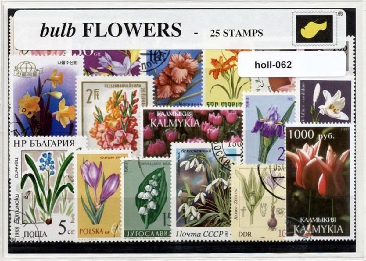 Bolgewassen - Typisch Nederlands postzegel pakket & souvenir. Collectie van 25 verschillende postzegels van bolgewassen – kan als ansichtkaart in een A6 envelop - authentiek cadeau - kado - kaart - tulpen - narcis - krokus - hyacint - amaryllis