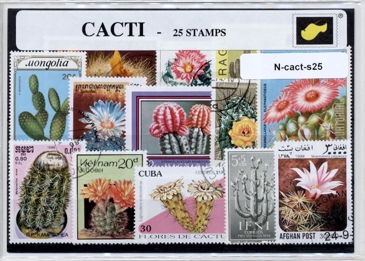 Cactussen - postzegelpakket cadeau met 25 verschillende postzegels