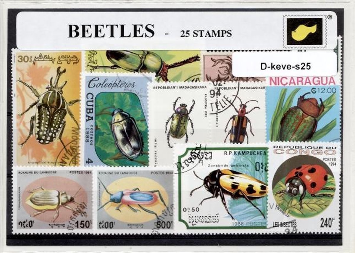 Kevers – Luxe postzegel pakket (A6 formaat) : collectie van 25 verschillende postzegels van kevers – kan als ansichtkaart in een A6 envelop - authentiek cadeau - kado tip - geschenk - kaart - Coleoptera- insect - insecten - vleugels - larven