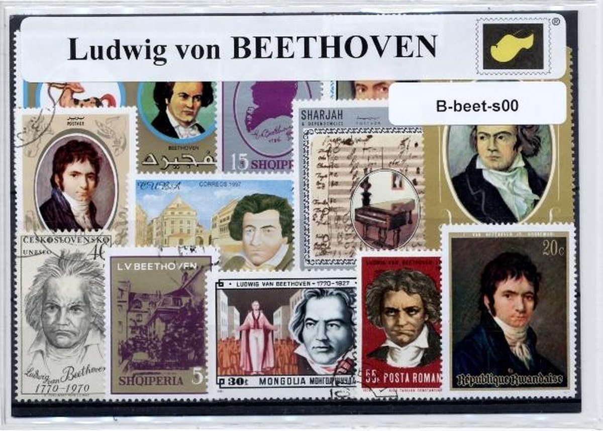 Ludwig von Beethoven – Luxe postzegel pakket (A6 formaat) - collectie van verschillende postzegels van Ludwig von Beethoven - kan als ansichtkaart in een A6 envelop. Authentiek cadeau - kado - kaart - klassieke - muziek - pianist - piano