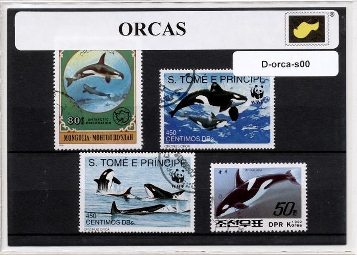 Orcas – Luxe postzegel pakket (A6 formaat) : collectie van verschillende postzegels van orcas – kan als ansichtkaart in een A6 envelop - authentiek cadeau - kado - geschenk - kaart - vissen - zoogdier - zeedier - roofvis - walvis - free willy