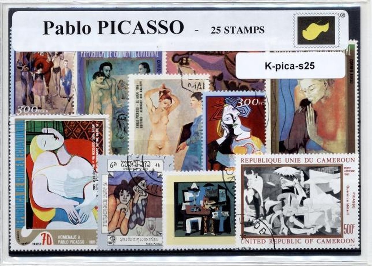 Pablo Picasso - postzegelpakket cadeau met 25 verschillende postzegels