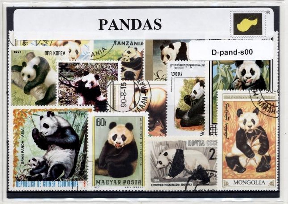 Pandaberen – Luxe postzegel pakket (A6 formaat) : collectie van verschillende postzegels van pandaberen – kan als ansichtkaart in een A6  envelop - authentiek cadeau - kado - kaart - dieren - china - bamboe - zwartwit - wwf - natuurfonds - panda