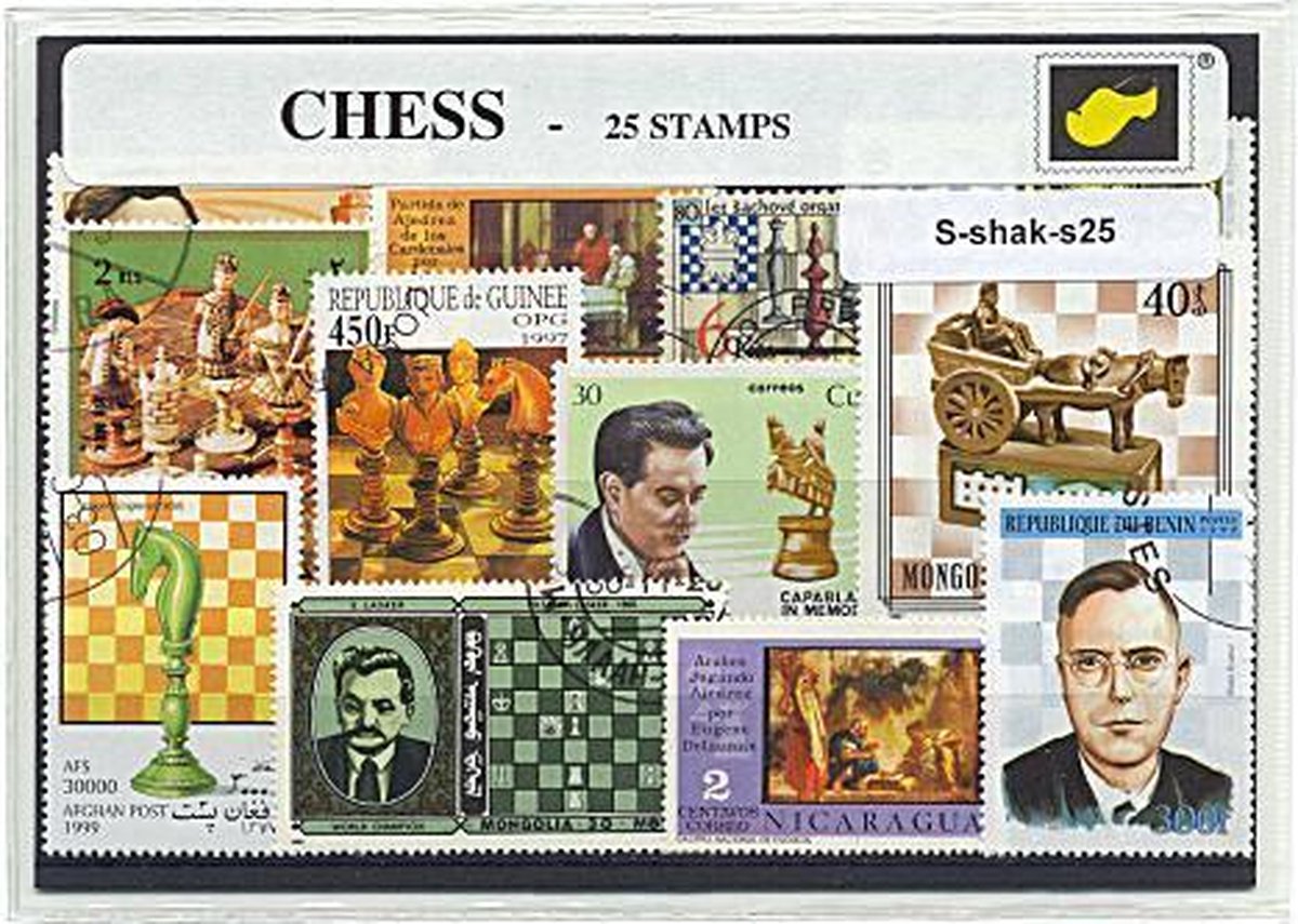 Schaken – Luxe postzegel pakket (A6 formaat) : collectie van 25 verschillende postzegels van schaken – kan als ansichtkaart in een A6 envelop - authentiek cadeau - kado - geschenk - kaart - koning - chess - kasparov - queens gambit - schaakmat