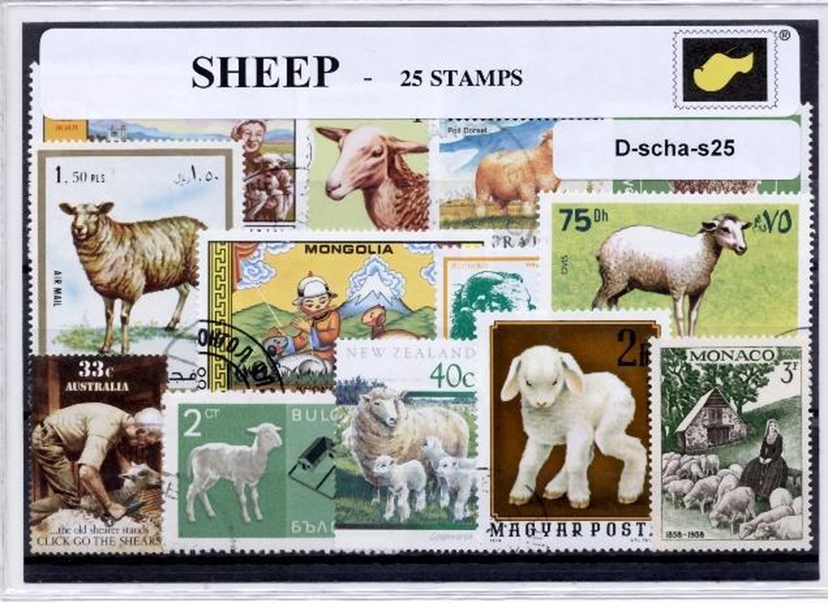 Schapen – Luxe postzegel pakket (A6 formaat) - collectie van 25 verschillende postzegels van schapen – kan als ansichtkaart in een A6 envelop. Authentiek cadeau - kado - kaart - Ovis - hoefdieren - moflon - argali - bokken - boerderij - dieren