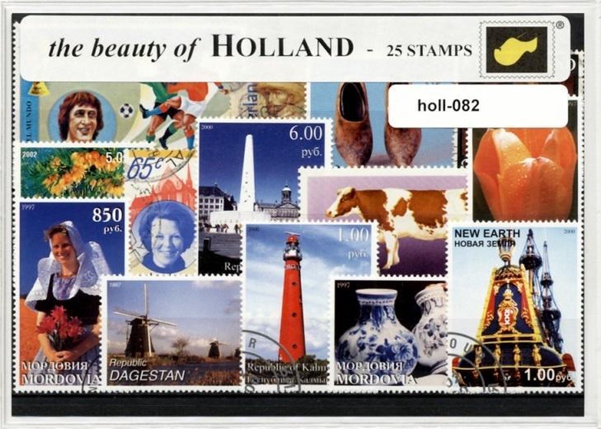 The beauty of Holland - Postzegelpakket (A6 formaat) : collectie van 25 verschillende postzegels van de Nederlandse cultuur. Cadeau & souvenir tip ! Het product is te verzenden als kaart in een A6 envelop. Nederlands, klompen, tulpen