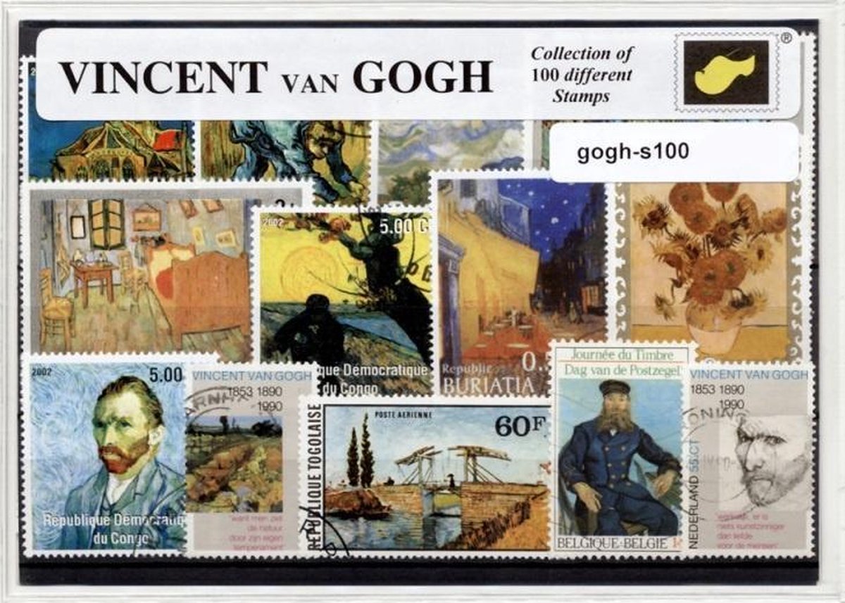 Vincent van Gogh - postzegelpakket cadeau met 100 verschillende zegels